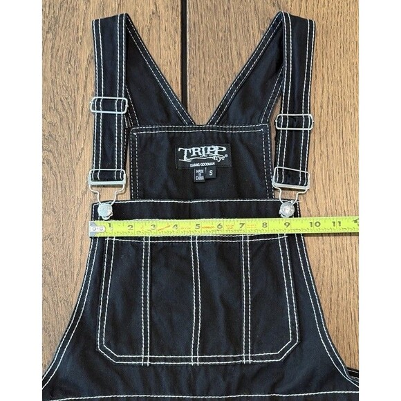 Tripp NYC Daang Goodman Darkstreet Goth Studded Bib Shortalls Women’s Sz S Black - Picture 11 of 14
